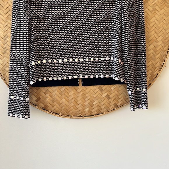 ST. JOHN COLLECTION BY MARIE GRAY STYLISH KNIT ZIPPER BLAZER WITH BEAD DETAILING - Picture 7 of 10